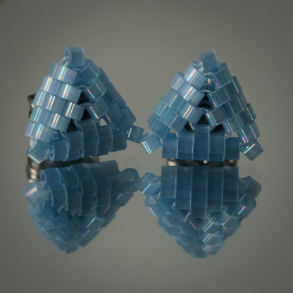 Blue Frost Hand-Beaded Earrings