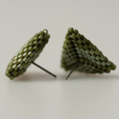 Avocado Hand-Beaded Earrings